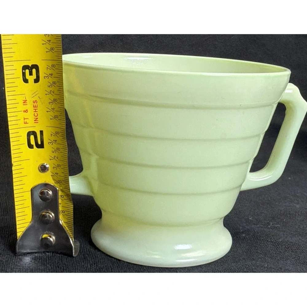 3 Hazel Atlas Moderntone Platonite Pastel green open sugar Bowl Dual Handle